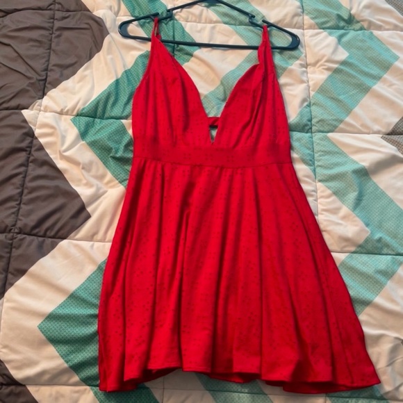 Red Lulus Lace Skater Dress - Picture 2 of 3